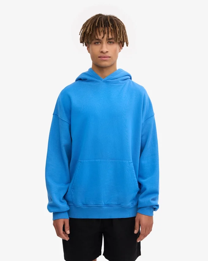Sudadera con capucha extragrande de algodón orgánico - Azul Pacífico