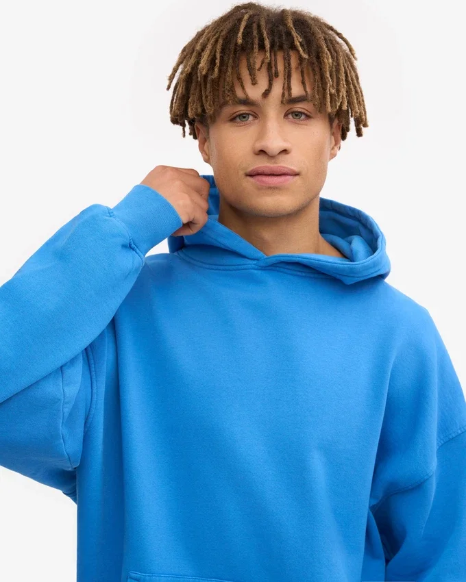 Sudadera con capucha extragrande de algodón orgánico - Azul Pacífico