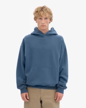 Sudadera con capucha extragrande de algodón orgánico – Azul petróleo