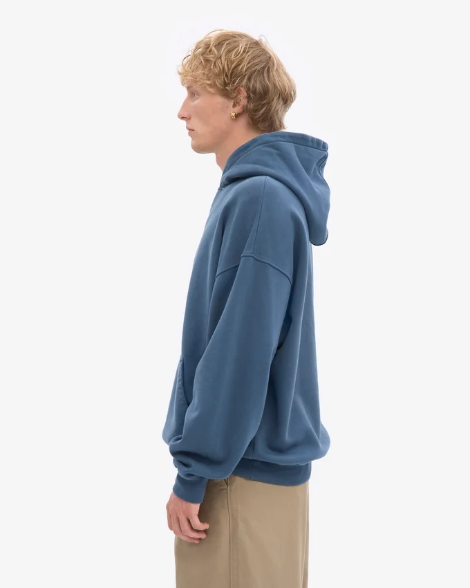 Sudadera con capucha extragrande de algodón orgánico - Azul petróleo