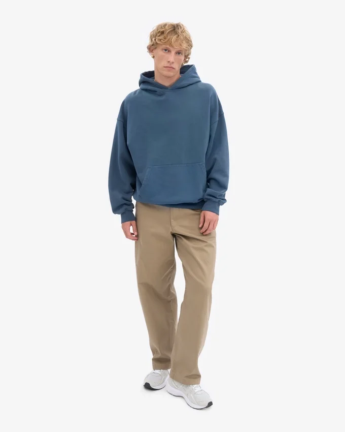 Sudadera con capucha extragrande de algodón orgánico - Azul petróleo