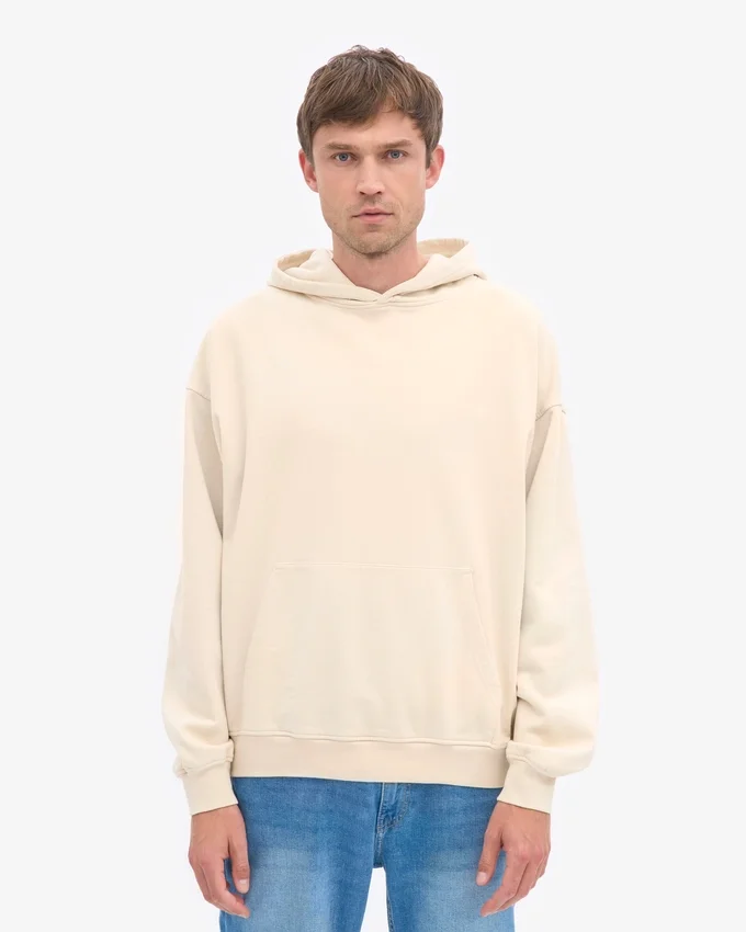 Sudadera con capucha extragrande de algodón orgánico - Blanco marfil
