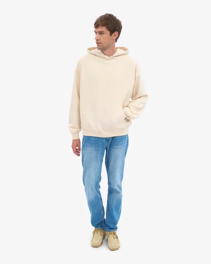 Sudadera con capucha extragrande de algodón orgánico - Blanco marfil