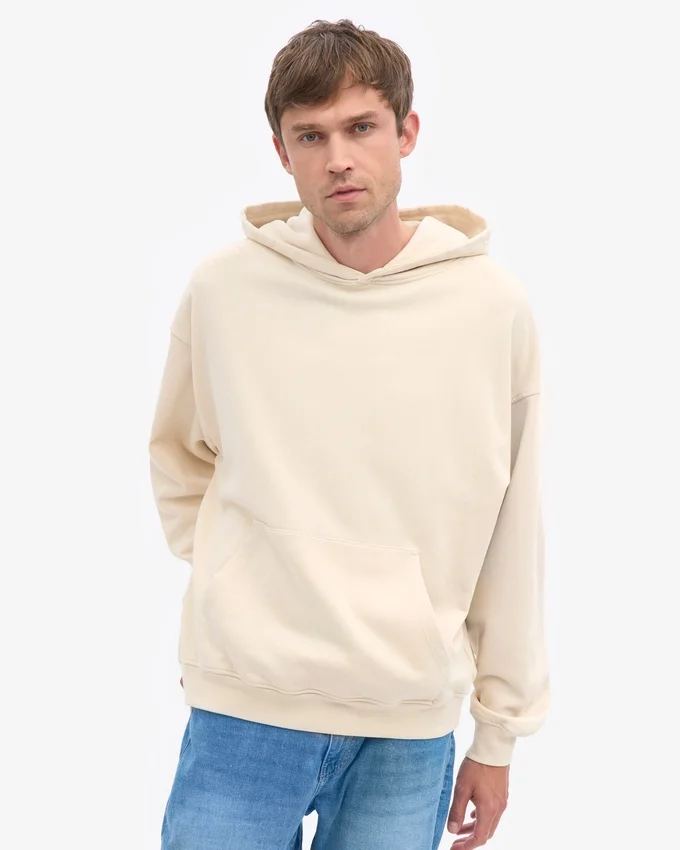 Sudadera con capucha extragrande de algodón orgánico - Blanco marfil