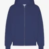 Sudadera con capucha extragrande de algodón orgánico con cremallera - Azul marino