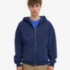 Sudadera con capucha extragrande de algodón orgánico con cremallera - Azul marino