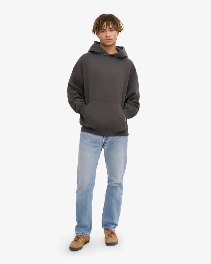 Sudadera con capucha extragrande de algodón orgánico - Gris lava