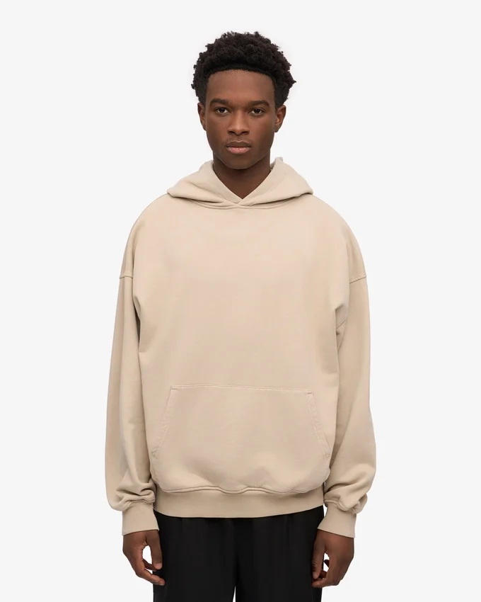 Sudadera con capucha extragrande de algodón orgánico - Gris ostra
