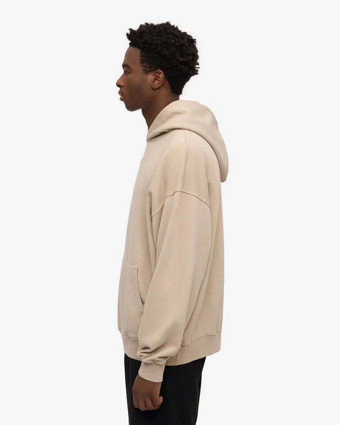 Sudadera con capucha extragrande de algodón orgánico - Gris ostra