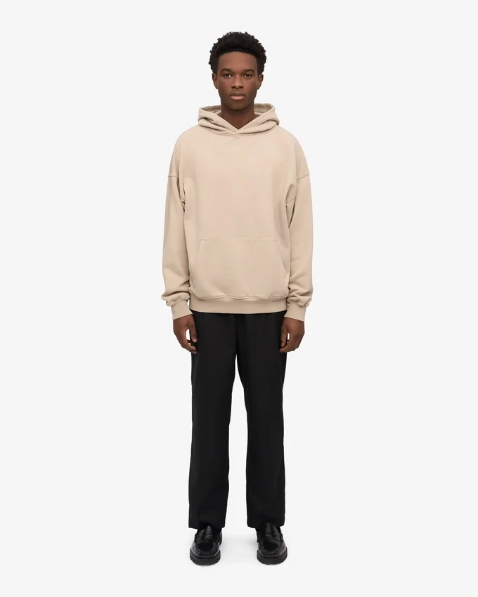Sudadera con capucha extragrande de algodón orgánico - Gris ostra