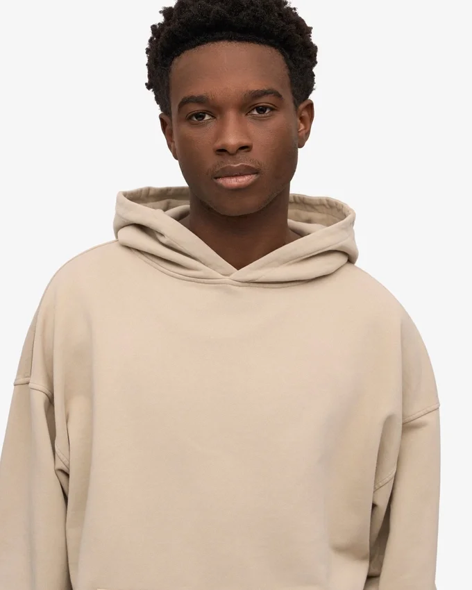 Sudadera con capucha extragrande de algodón orgánico - Gris ostra