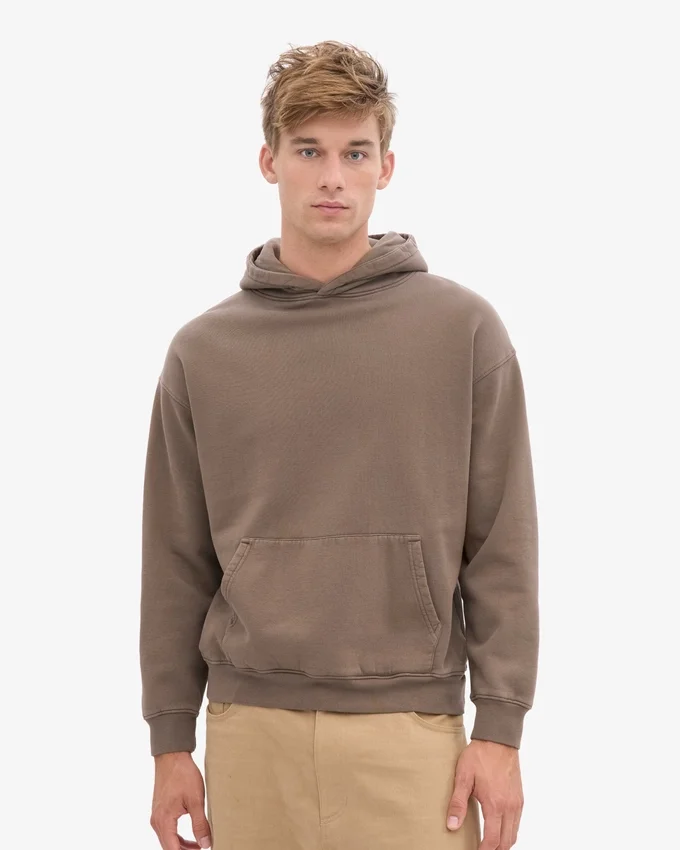 Sudadera con capucha extragrande de algodón orgánico - Marrón cedro