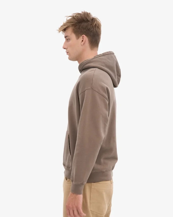 Sudadera con capucha extragrande de algodón orgánico - Marrón cedro