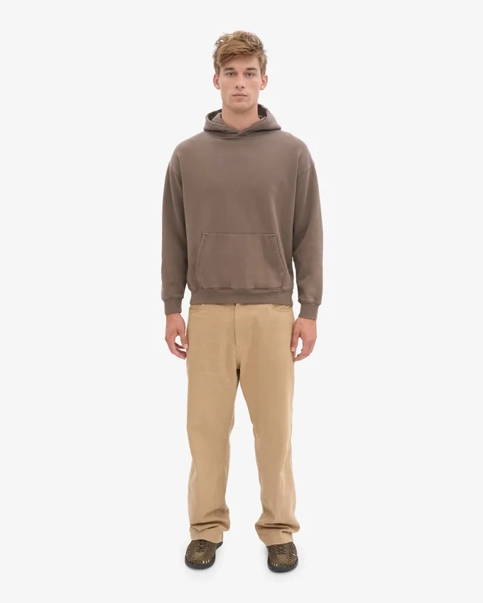 Sudadera con capucha extragrande de algodón orgánico - Marrón cedro