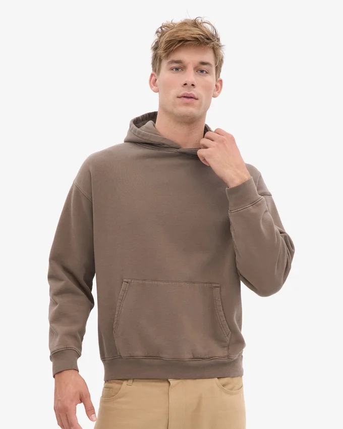 Sudadera con capucha extragrande de algodón orgánico - Marrón cedro