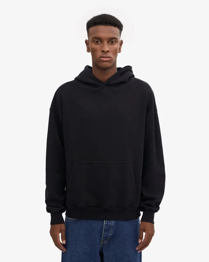 Sudadera con capucha extragrande de algodón orgánico - Negro intenso