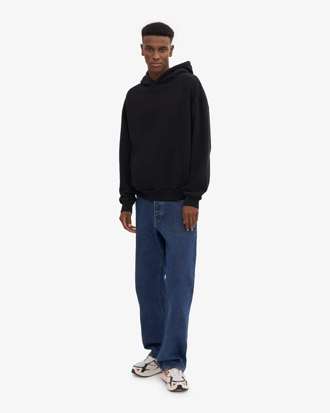 Sudadera con capucha extragrande de algodón orgánico - Negro intenso