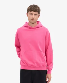 Sudadera con capucha extragrande de algodón orgánico – Rosa chicle