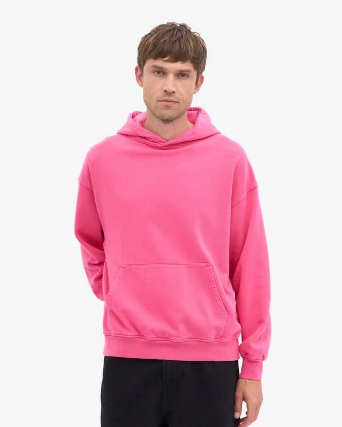 Sudadera con capucha extragrande de algodón orgánico - Rosa chicle