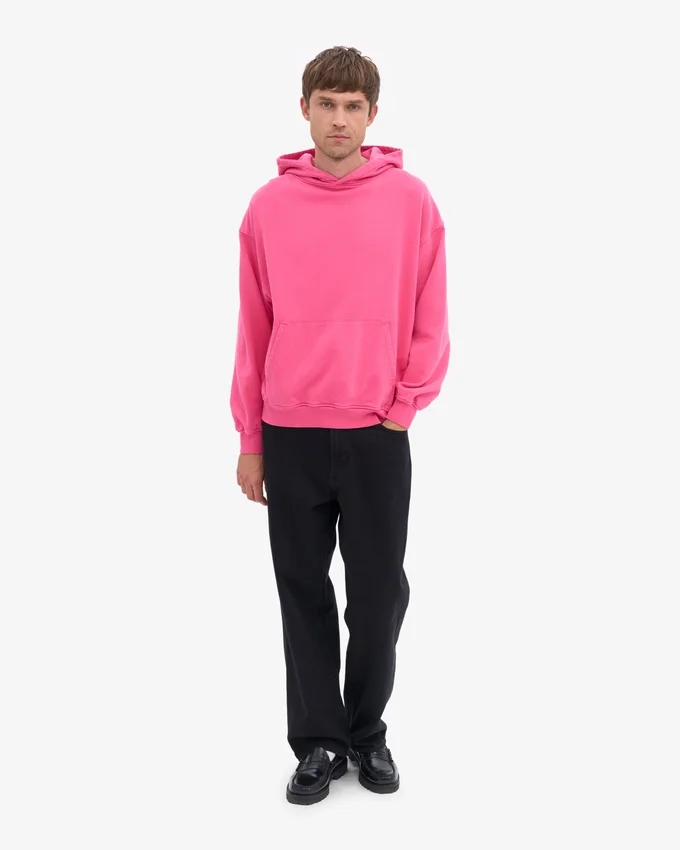Sudadera con capucha extragrande de algodón orgánico - Rosa chicle