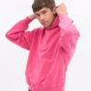 Sudadera con capucha extragrande de algodón orgánico - Rosa chicle