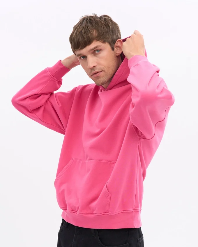 Sudadera con capucha extragrande de algodón orgánico - Rosa chicle