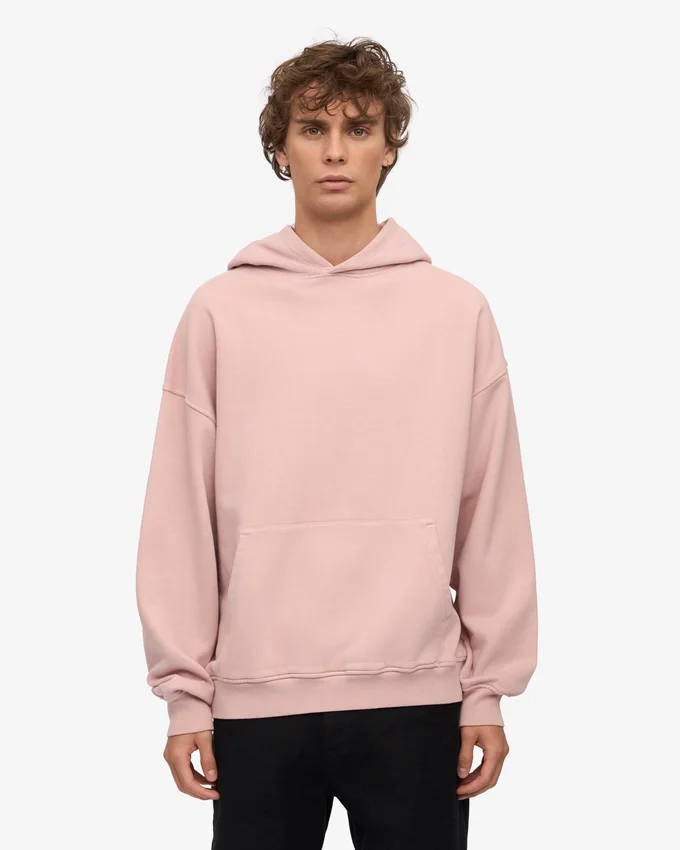 Sudadera con capucha extragrande de algodón orgánico - Rosa descolorido