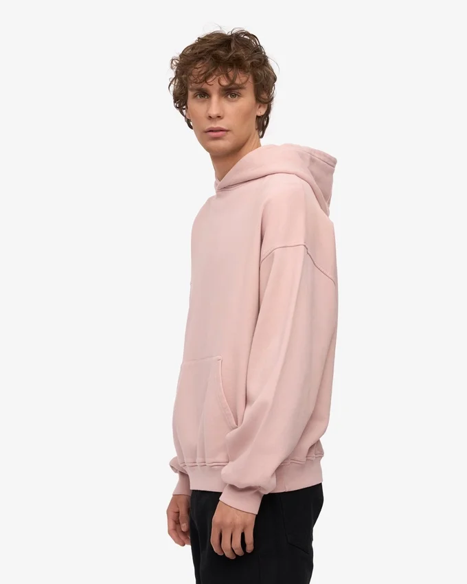 Sudadera con capucha extragrande de algodón orgánico - Rosa descolorido