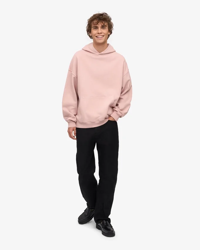Sudadera con capucha extragrande de algodón orgánico - Rosa descolorido
