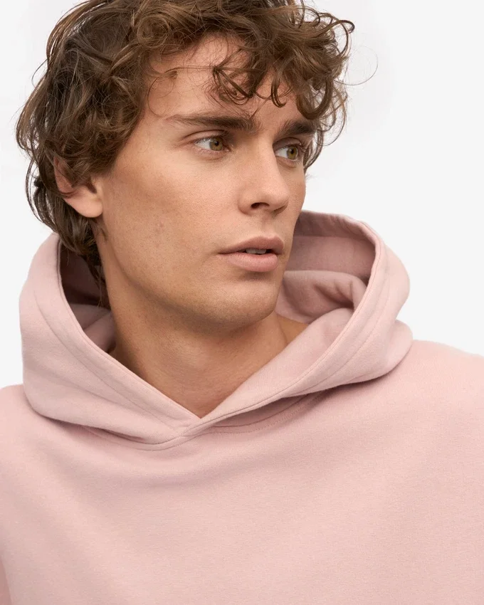 Sudadera con capucha extragrande de algodón orgánico - Rosa descolorido