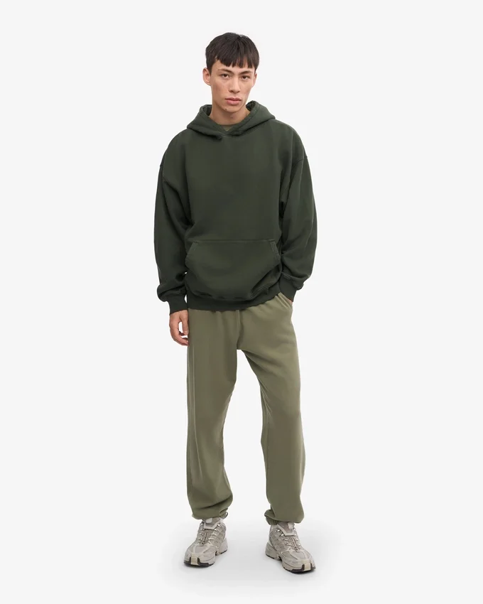 Sudadera con capucha extragrande de algodón orgánico - Verde cazador
