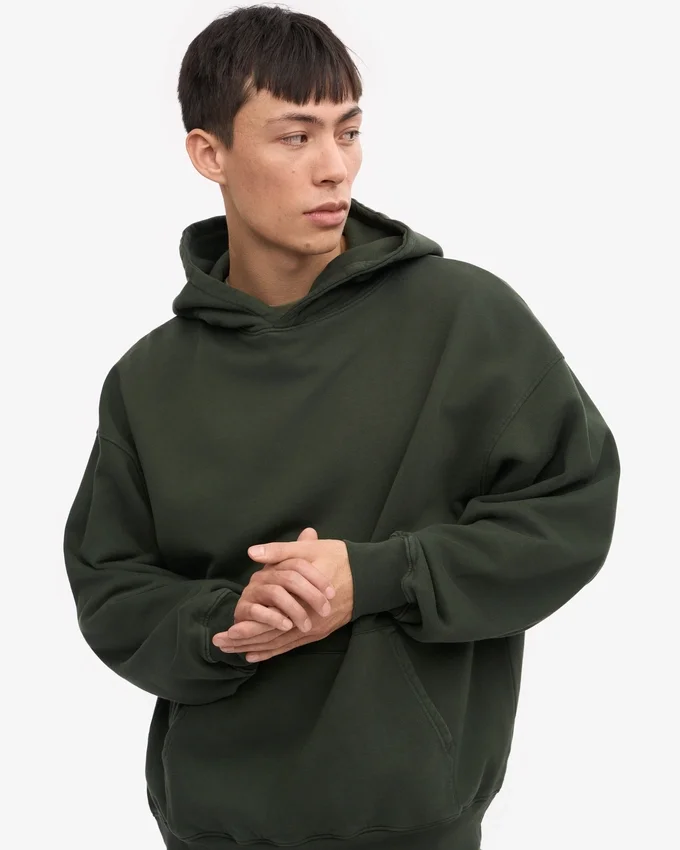 Sudadera con capucha extragrande de algodón orgánico - Verde cazador