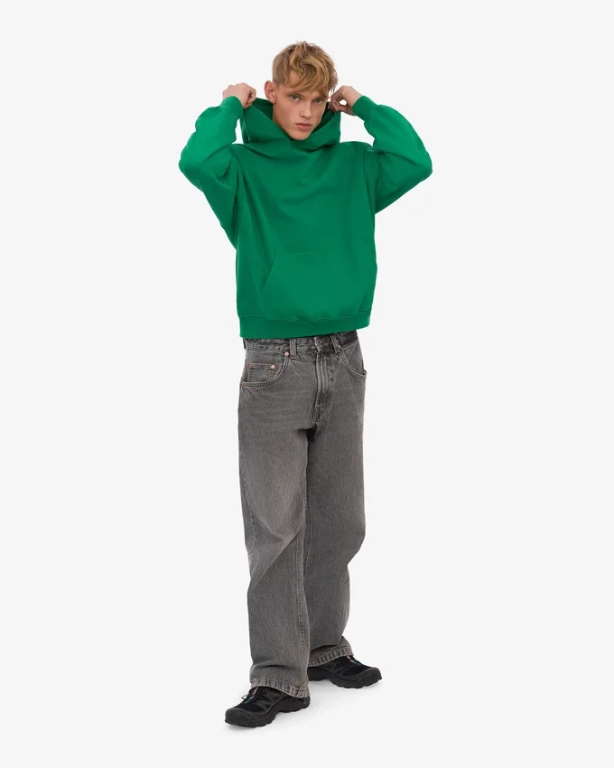 Sudadera con capucha extragrande de algodón orgánico - Verde Kelly