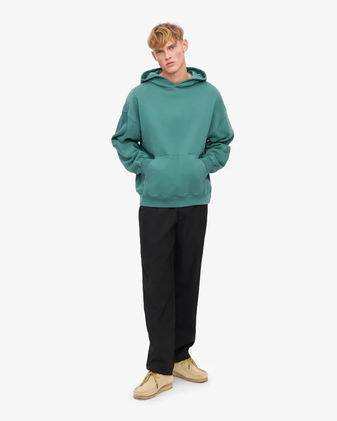 Sudadera con capucha orgánica de corte oversize - Verde pino