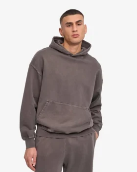 Sudadera con capucha orgánica oversize – Barro descolorido