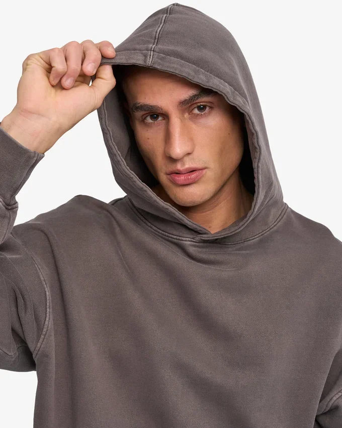 Sudadera con capucha orgánica oversize - Barro descolorido