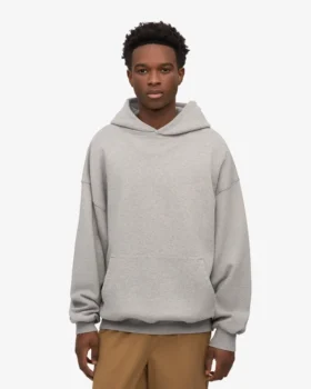 Sudadera con capucha orgánica oversize – Gris jaspeado
