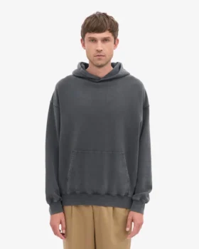Sudadera con capucha orgánica oversize – Negro descolorido