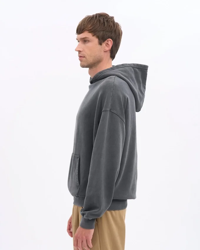 Sudadera con capucha orgánica oversize - Negro descolorido