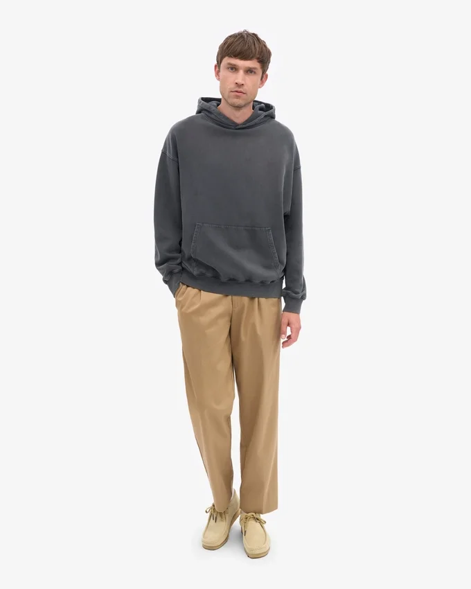 Sudadera con capucha orgánica oversize - Negro descolorido