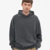 Sudadera con capucha orgánica oversize - Negro descolorido