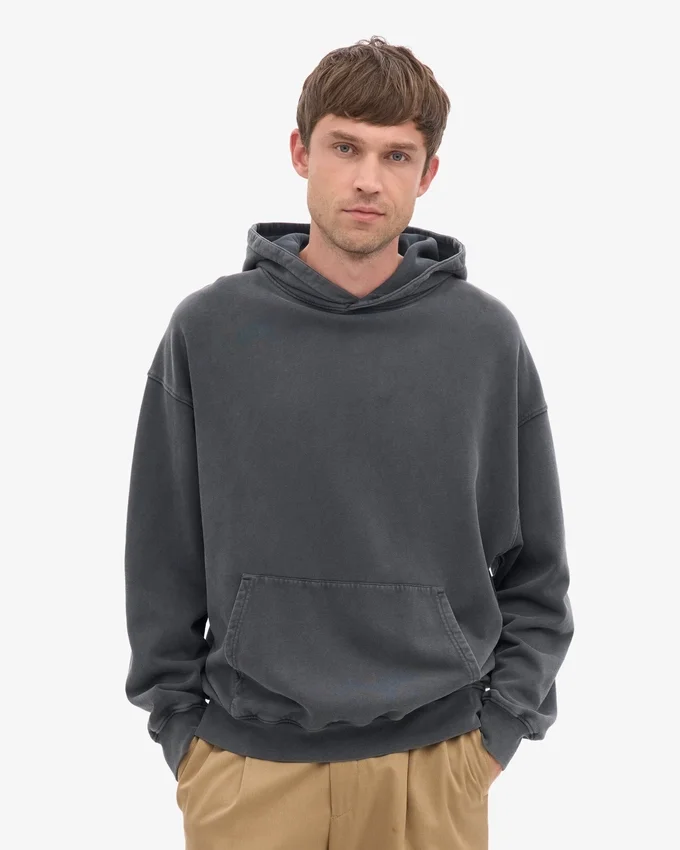 Sudadera con capucha orgánica oversize - Negro descolorido