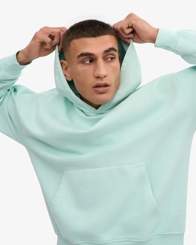 Sudadera con capucha oversize de algodón orgánico - Azul aguamarina claro