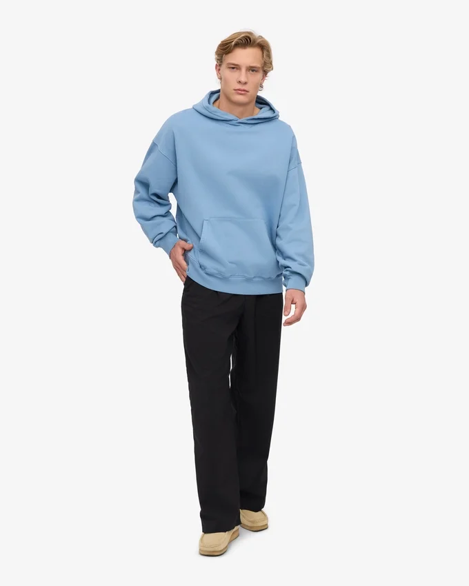 Sudadera con capucha oversize de algodón orgánico - Azul mar