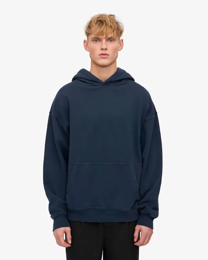 Sudadera con capucha oversize de algodón orgánico - Azul marino