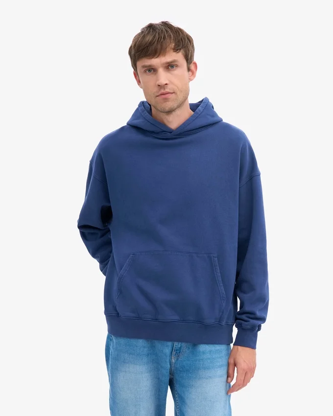 Sudadera con capucha oversize de algodón orgánico - Azul marino