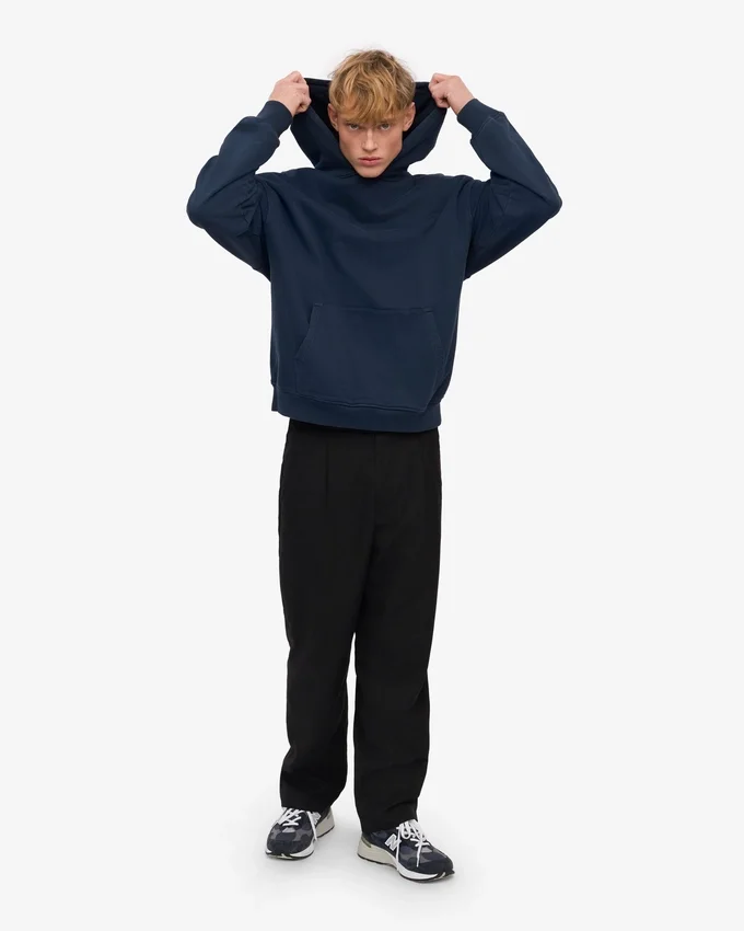 Sudadera con capucha oversize de algodón orgánico - Azul marino