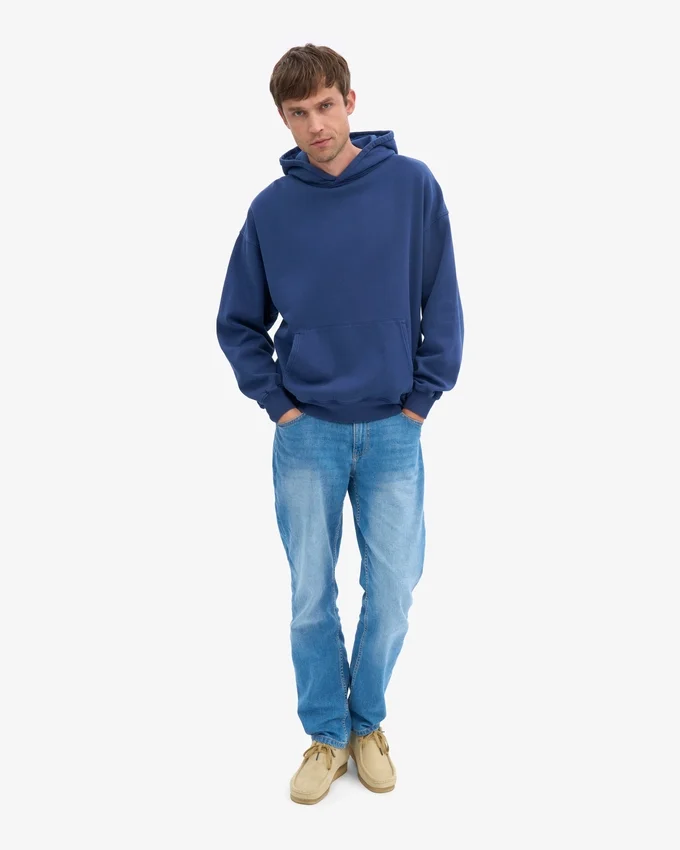 Sudadera con capucha oversize de algodón orgánico - Azul marino