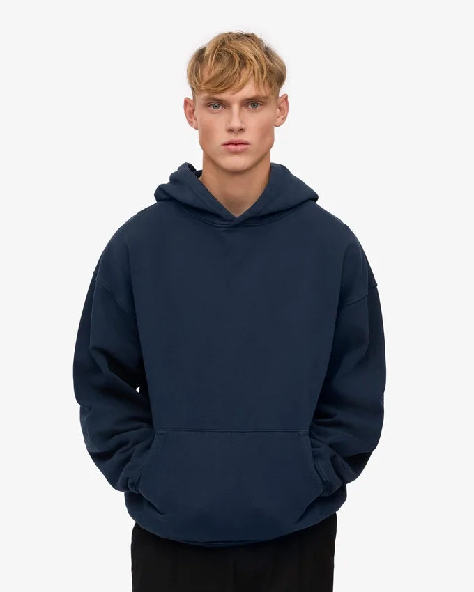 Sudadera con capucha oversize de algodón orgánico - Azul marino