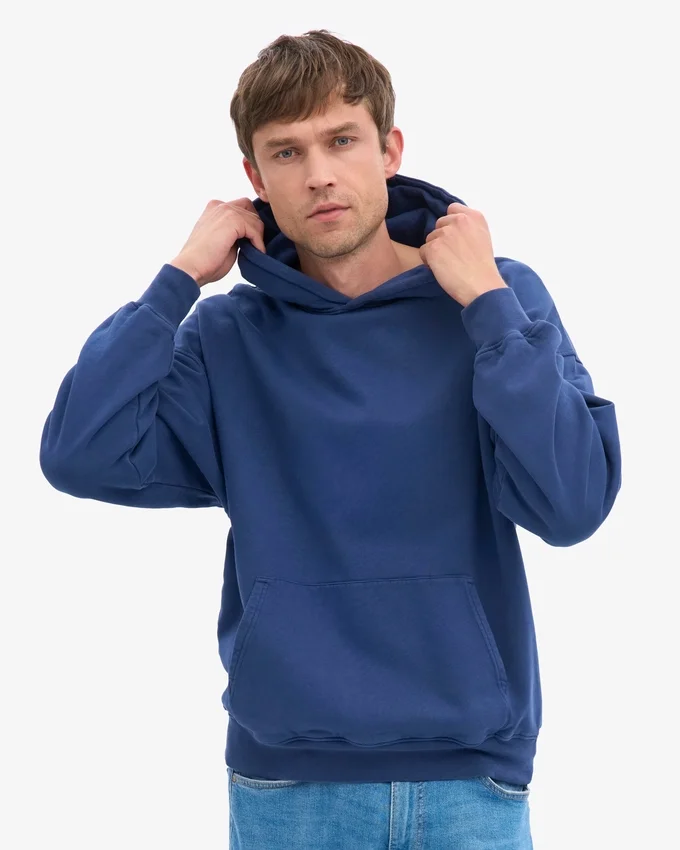 Sudadera con capucha oversize de algodón orgánico - Azul marino